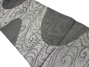  紗 曲線に流水模様織出し名古屋帯